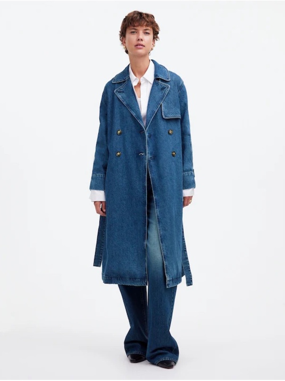 Madewell double breasted denim trench size L